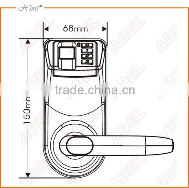 Cheap biometric fingerprint door lock with keypad and metal key for 120user access control system adel3398