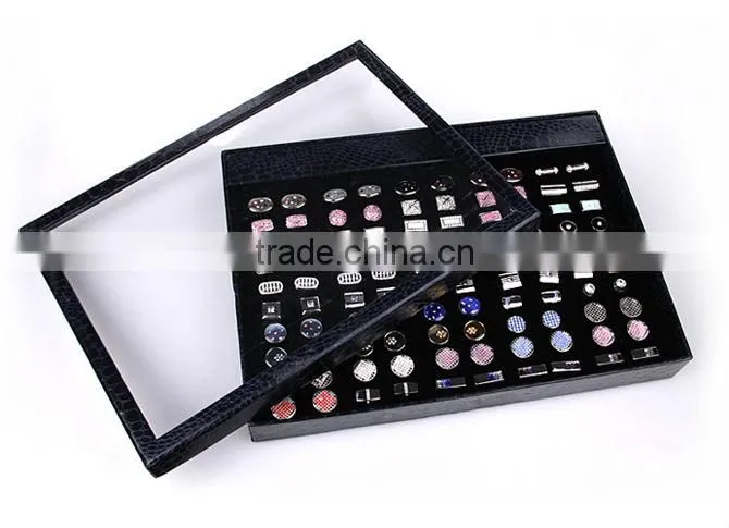 Wholesale Leather Display Cufflink box for 50-pair