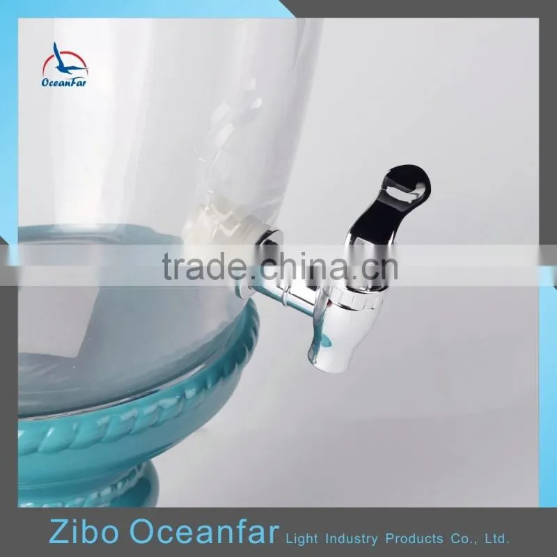 Hot Sale Handmade 11.5L Glass Juice Drink Dispenser Ceramic Stand Glass Dispenser For Beverage