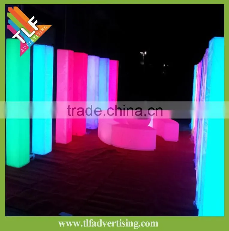 5m LED lighting Inflatable pillar with custom digital printing with rotatable base blower LED inflatable tube with rotate blower