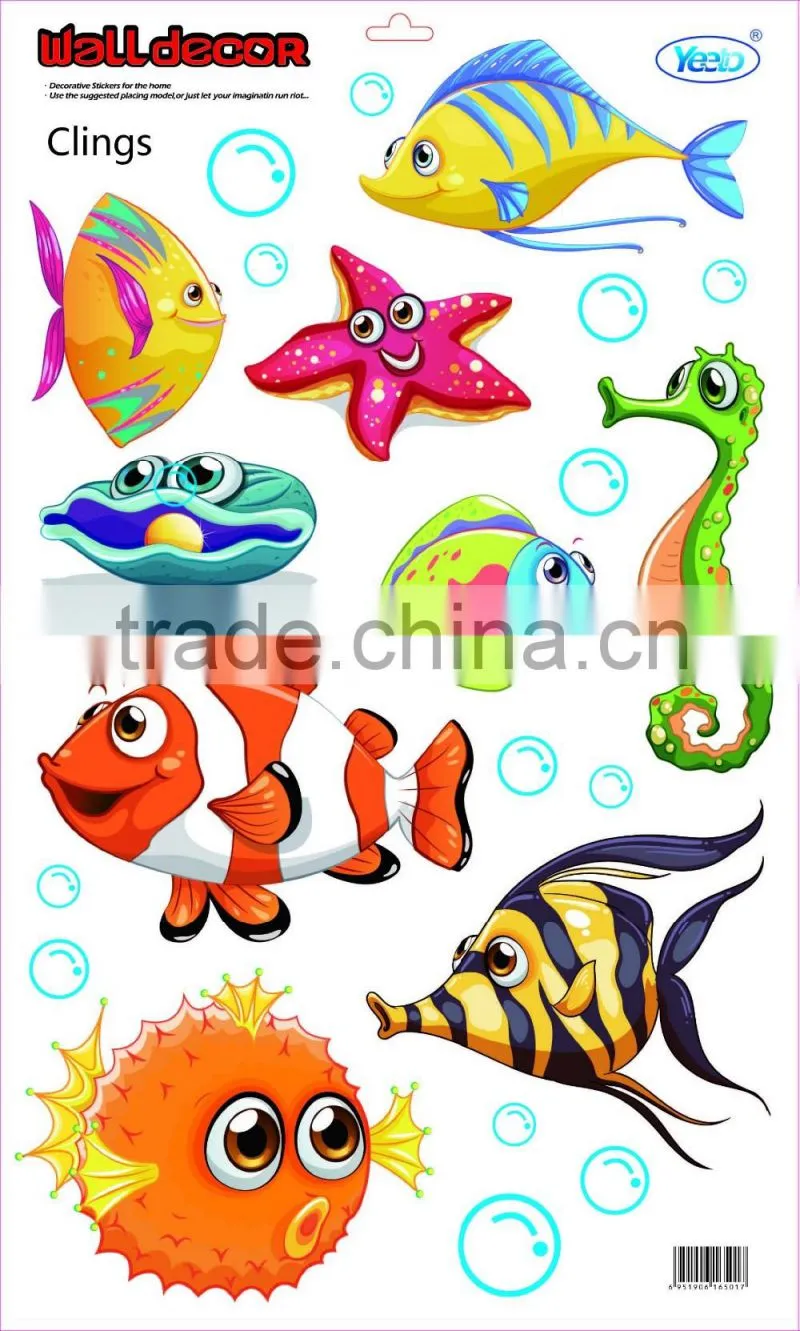 Fish World Printing Cartoon DIY Removable Adhesive Sticker
