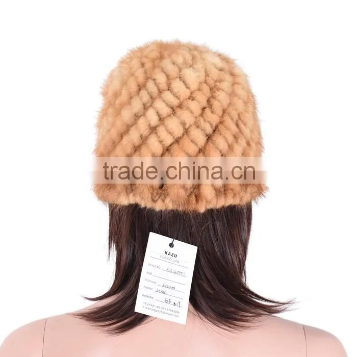 Winter fur hat for women mink fur hat knitted mink hat KZ140001