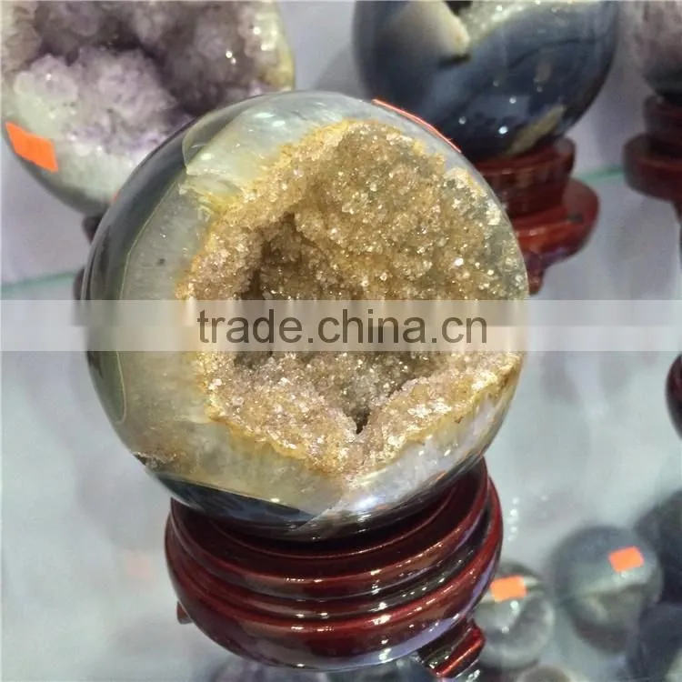 Natural Agate Geode Amethyst Geode Sphere Smile Crystal Ball