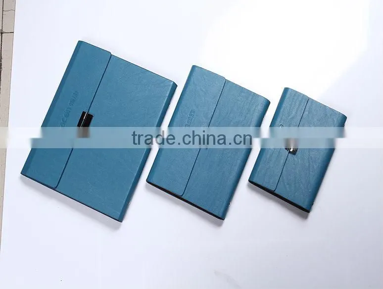 2015 fashionable portfolio shape hard leather cover executive boss notepad/notebook with clasp buckle closure