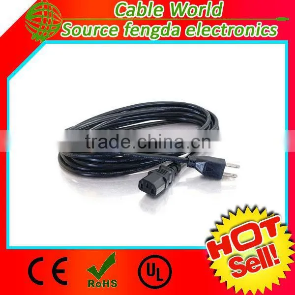 US AC power cord NEMA 5-15P to IEC C13 power cable 125V 10A