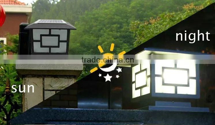 Outdoor pillar lamp solar interior decoration pillar lamp with solar panel & led