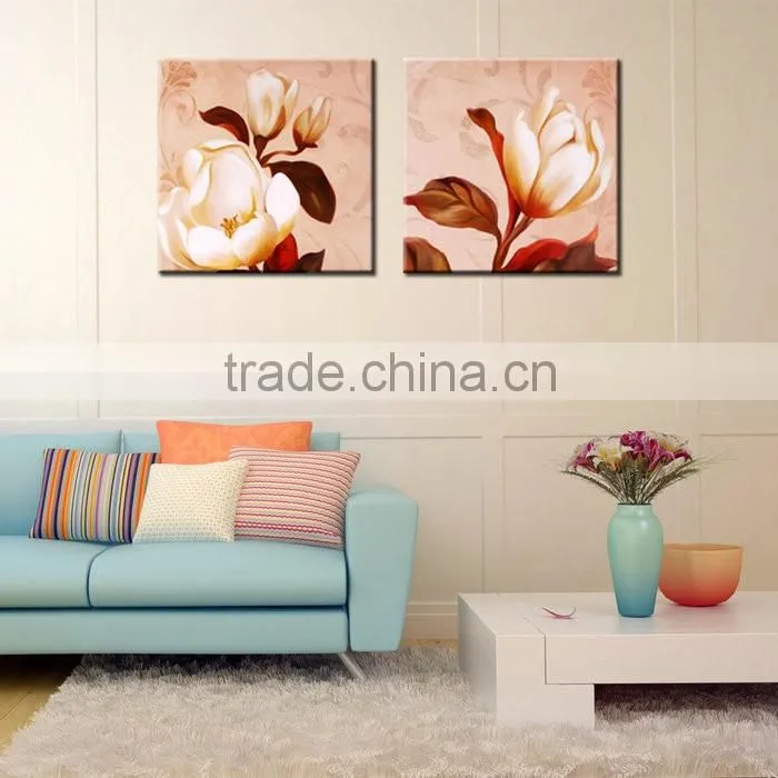 Decorative Wall Pictures White Lotus Canvas Flower Oil Painting for Living Room
