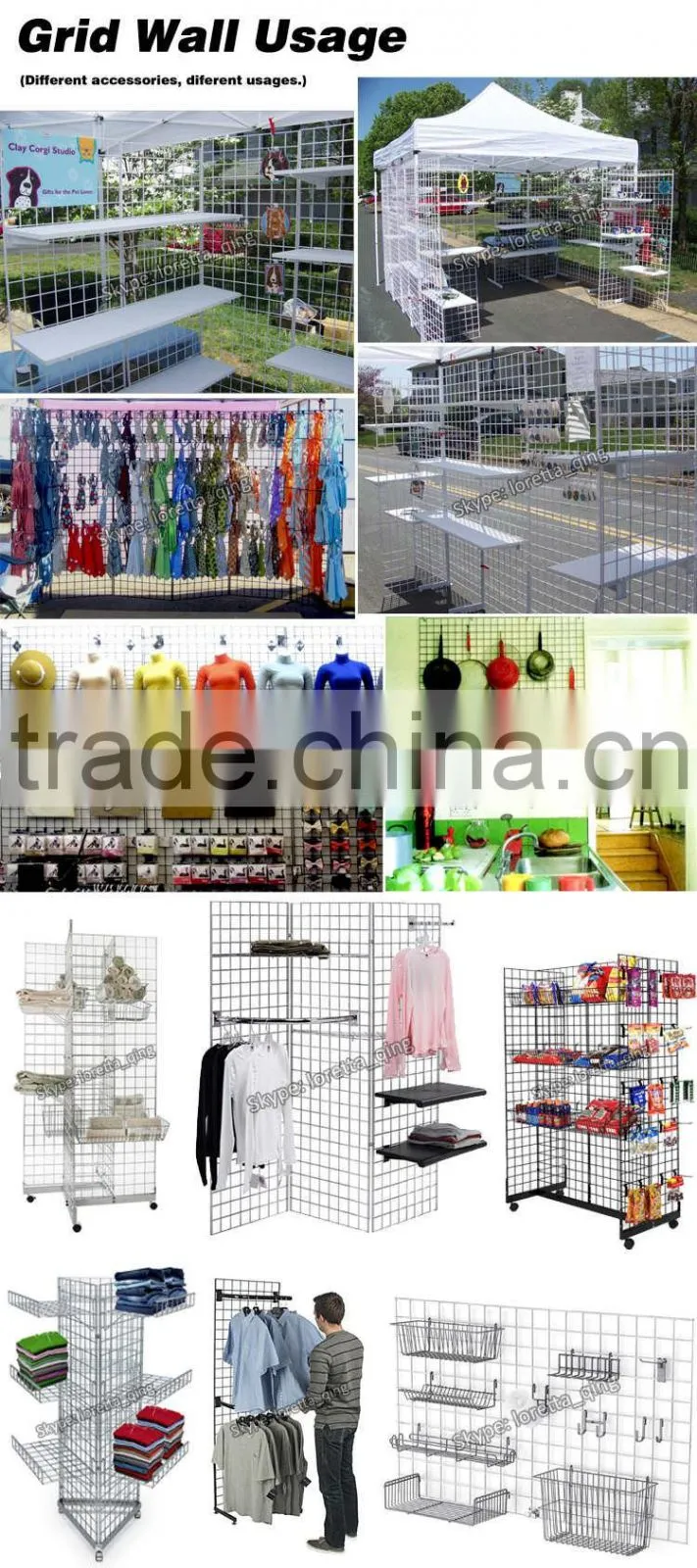 USA Metal Wire Slatwall Panel Gridwall for your Retail Display Store Fixtures