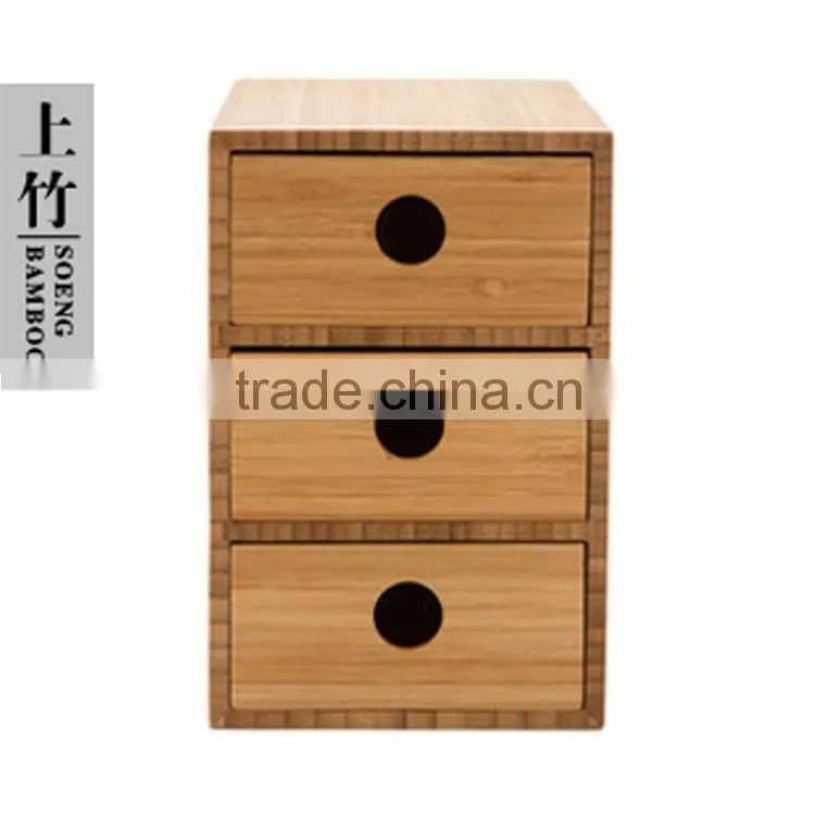 2015 Economic Fashion Custom Wood Box 3 Layers Drawer Bamboo Storage Box