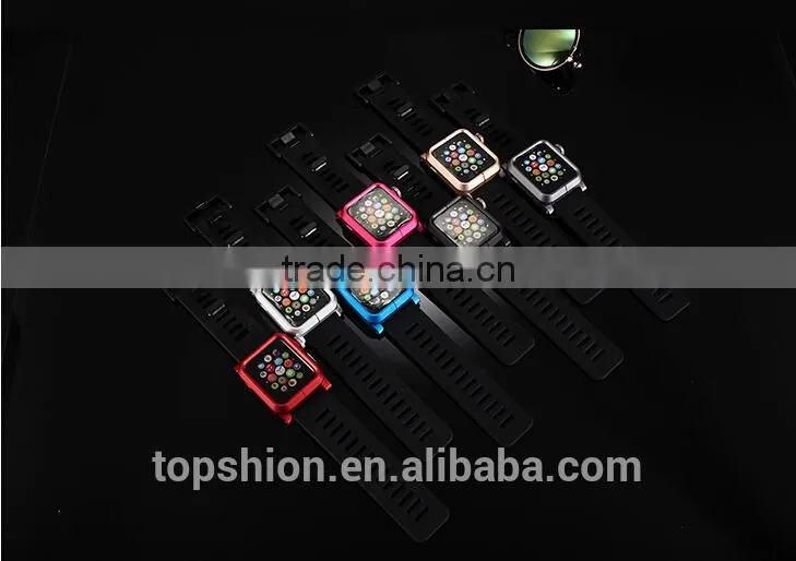 2016 hot new products for Apple watch silicone band wristband strap with aluminum metal case cover