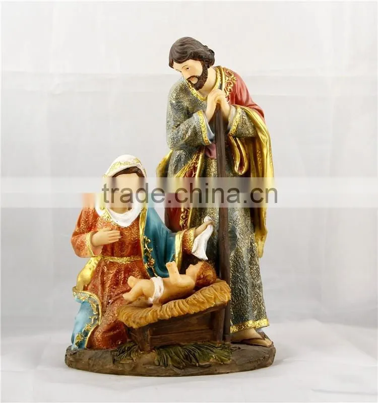 factory resin religion holy family with baby Jesus polyresin nativity figurines