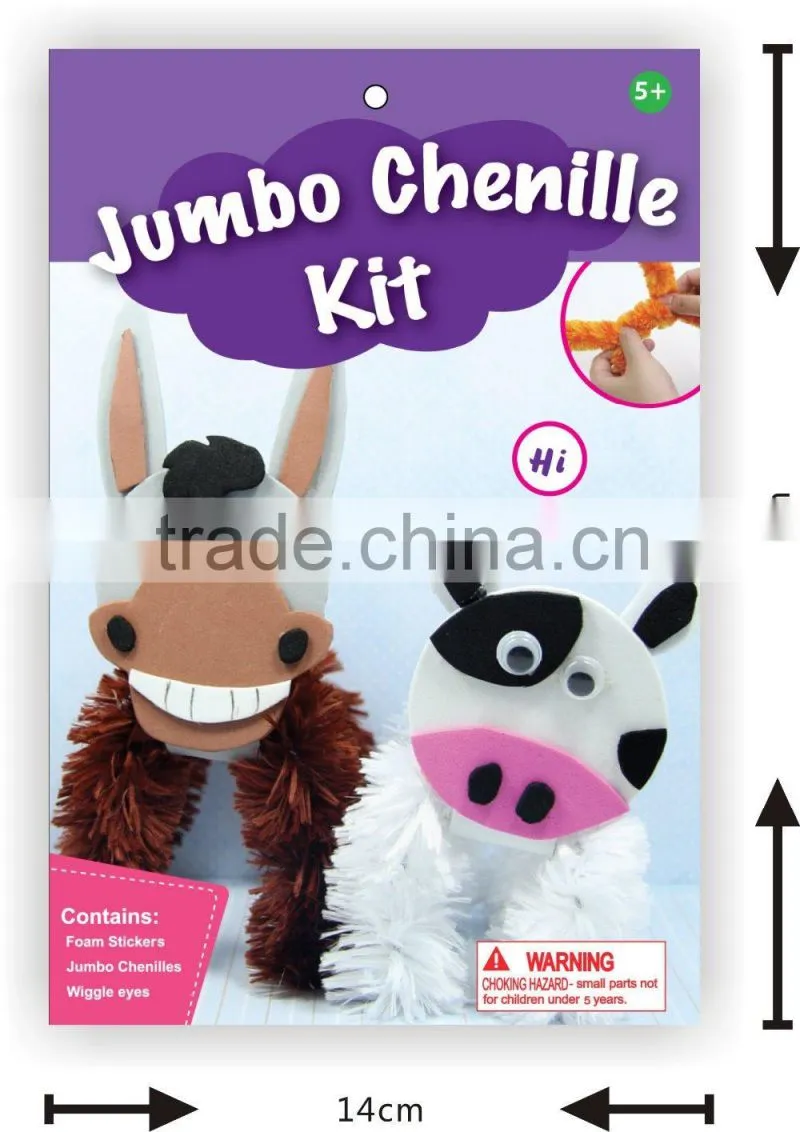 Make Your Own Jumbo Chenille Kit-Donkey & Cow, Easy Make Kids Crafts