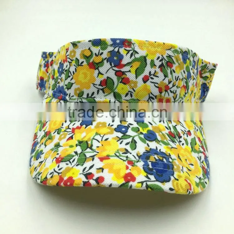 Wholesale fashion lady all over print sun visor hat