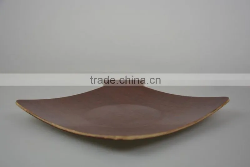 Bauble Red Brown Color China Square Shape Elegance Tea Pastries Gift Square Wooden Dinner Plate