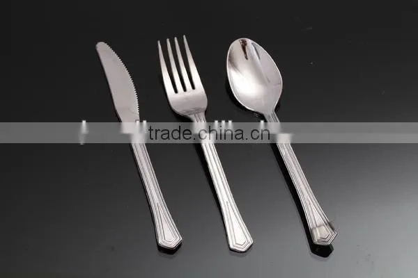 silver coated plastic disposable cutlery set