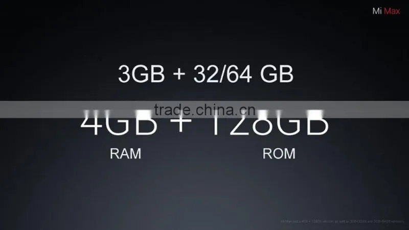 Xiaomi Max 128GB ROM 4GB RAM 6.44 inch 2.5D Arc Glass Screen Android 6.0 Qualcomm Snapdragon 652 64bit 1.8GHz Octa Core