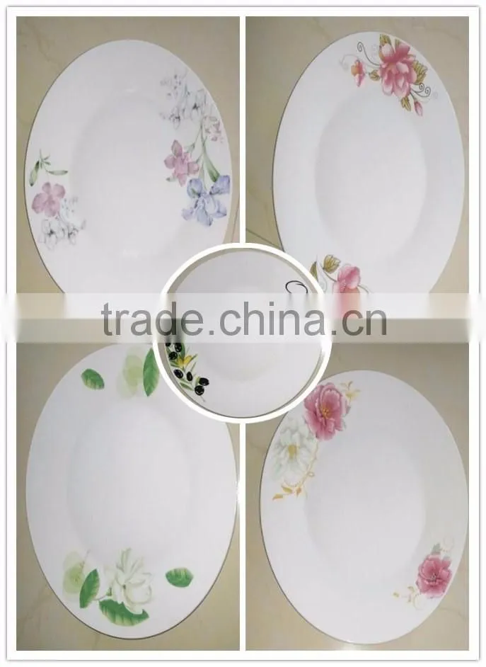 2016 popular ceramic dinner flat plate China supplier factory direct dinnerware plates dishes with your own custom decal