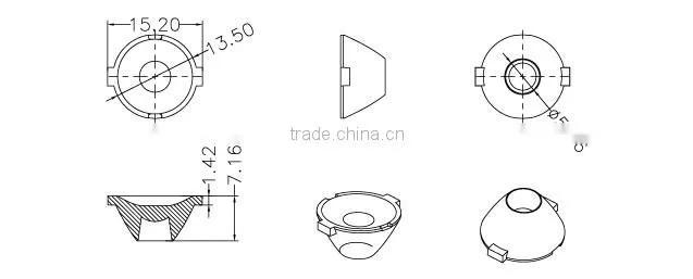 Lens 45 / 60 / 90 degrees for CREE / NICHIA / Imitation lumens LED