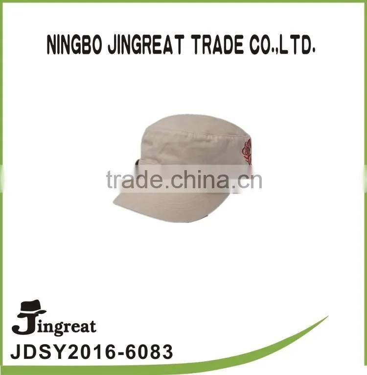2015 fashion Custom cotton flat top army hat wholesale
