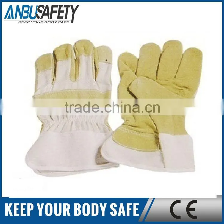 CE proved double palm safety leather gloves en 388