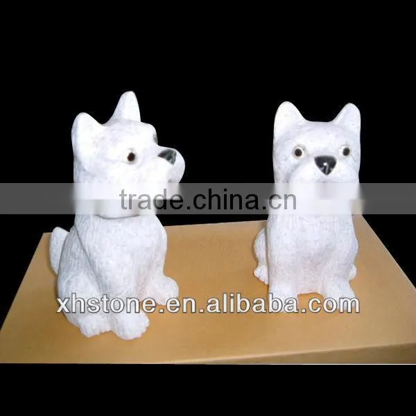 A lovely little white stone dog statue