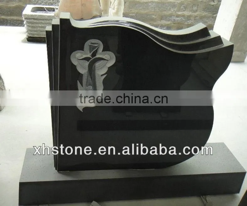 headstone accessories hand etching memorial tombstone shanxi black upright book shape headstone