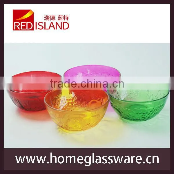 4" to 9" colored spray pattern glass dessert dishes