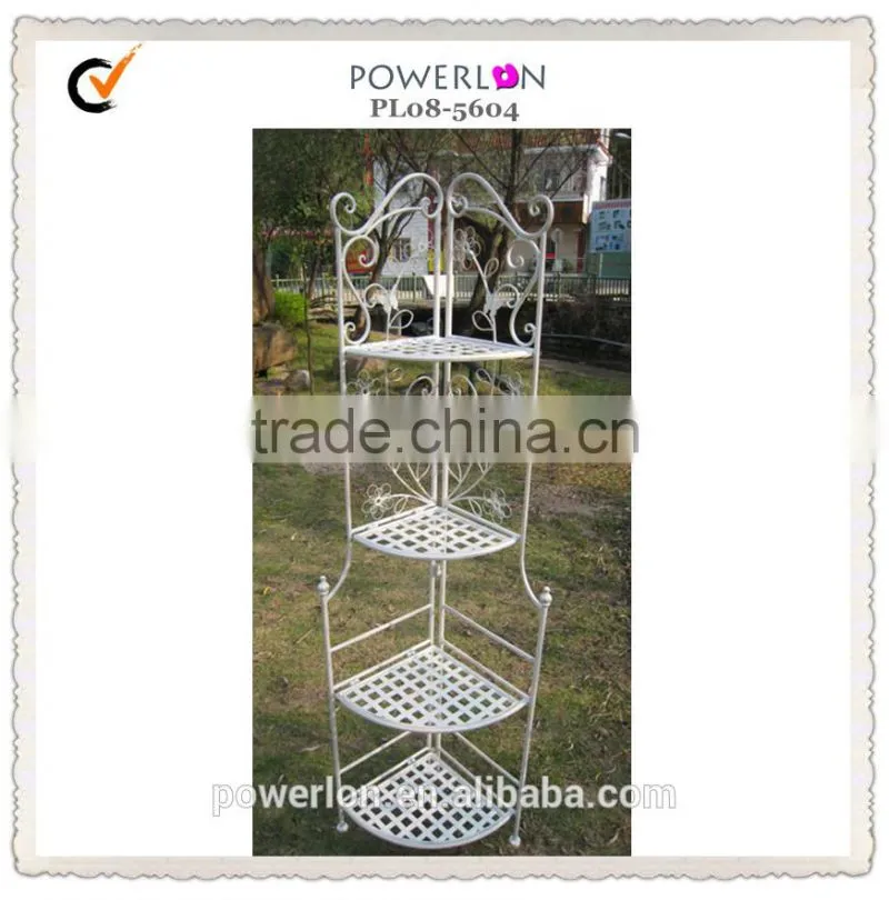 Highly Quality Retro Style Wrought Irons Antirust 4-tier Metal Garden Flower Shelf