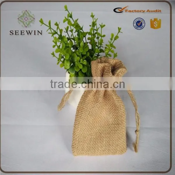 high quality indoor decoration burlap sack fabric plant pots