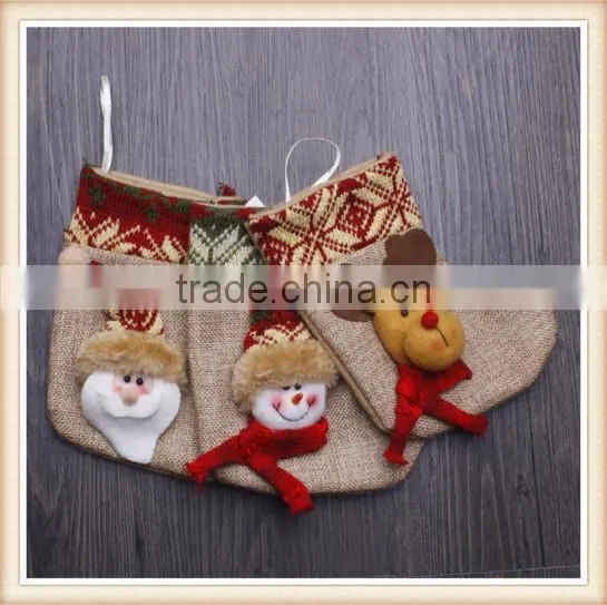 6Pcs/set Christmas Stocking Hanger Ornament Socks For Decoration Xmas Tree Gift