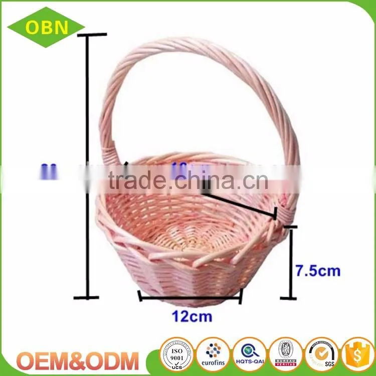 China supplier fashion durable Lovely girl small cheap pink decor wicker hanging flower basket for wedding