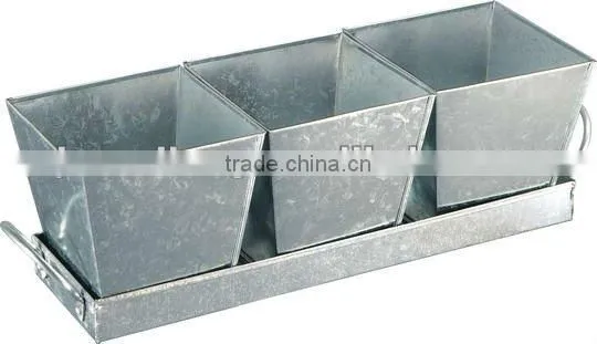 Metal Planters Set metal flower pot set with tray for home decor