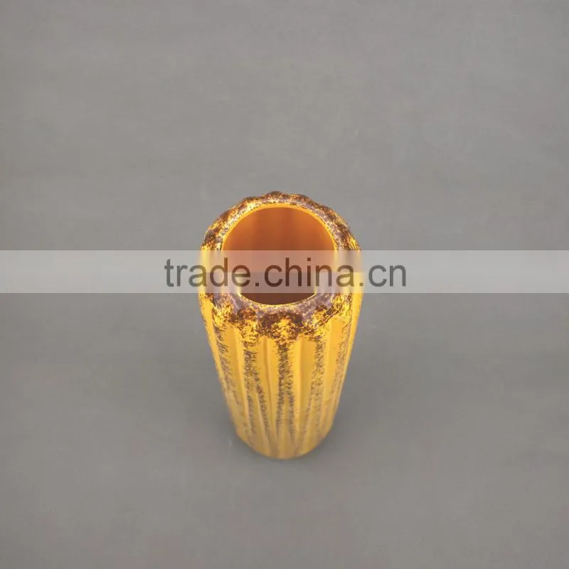 Urban Trends Decorative Table Top Elegant Yellow Glazed Ceramic Flower Vase with Distressed Finish 13"