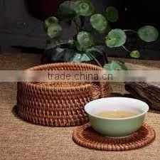 Handmade rattan cup holder / set of 6 rattan coasters made in Vietnam