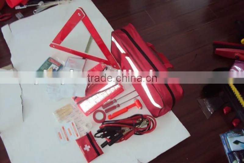 YYS12012 37-piece Roadside car emergency tools kit with high-visable stripe carry bag