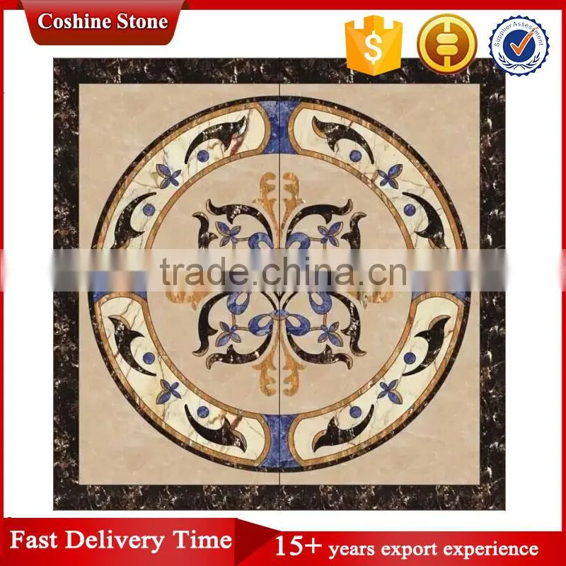 Natural modern marble art waterjet medallions tile design floor pattern