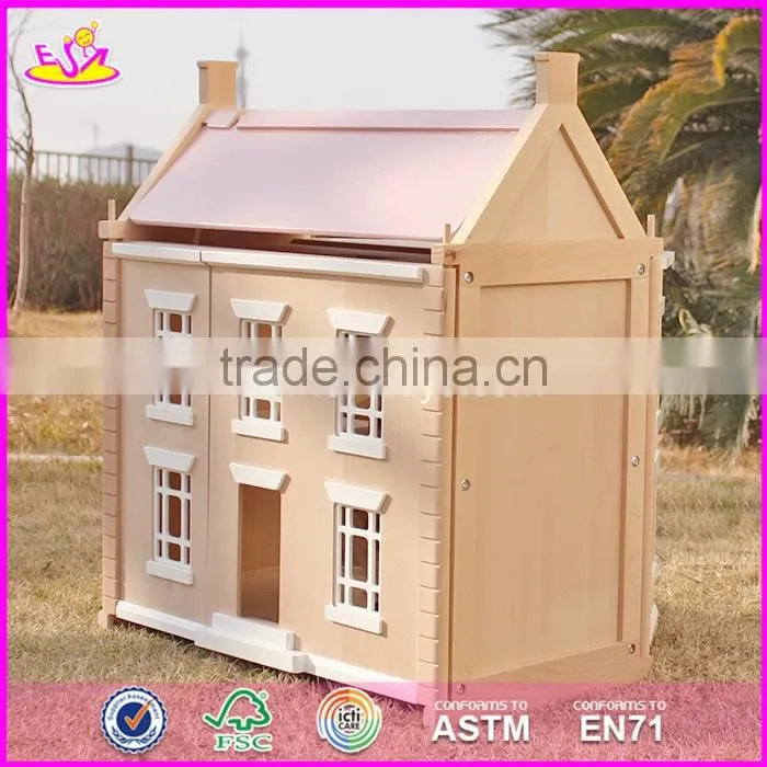 2017 New design lovely wooden girls dollhouse for sale W06A237