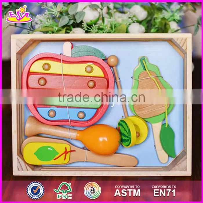2017 New design fruit shape multi-function wooden music toys for toddlers W07A118