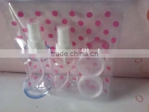 4pcs travel bottles/pet travel bottle set/cosmetic bottle set with 18 thickness 1c color pvc bag