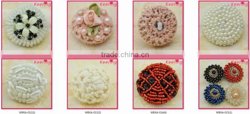 wholesale custom white beaded rhinestone buttons for clothing WBKA-294