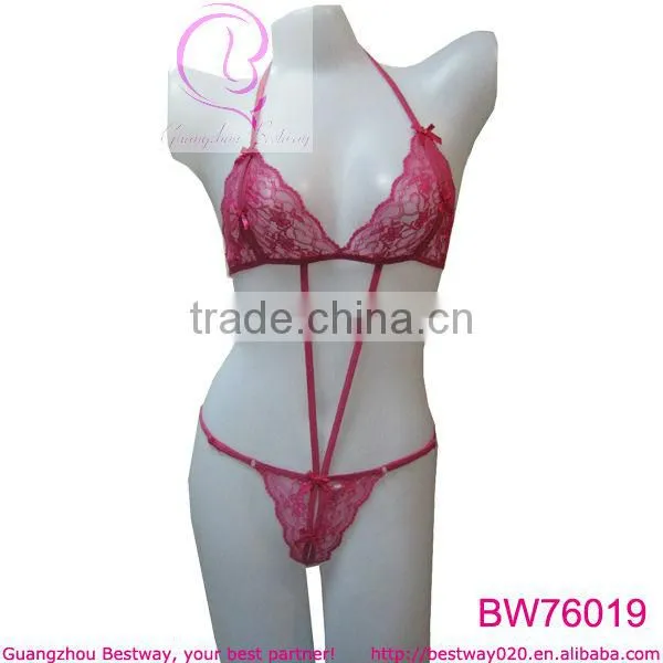 Sexy cheap pink transparent lingerie in women lingerie