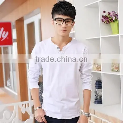 customized men long sleeve v-neck t-shirt for wholesale