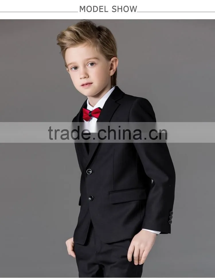 ELPA NXB0083 British style slim black fancy 3 piece designer kids boys suits