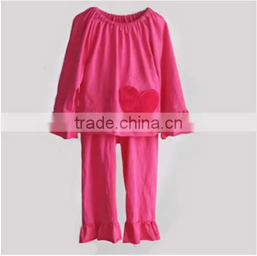2015 EasterNew Design fashion girl Cotton Outfit With Ruffles Kids Boutique long sleeve green Outfit Baby Clothes Set
