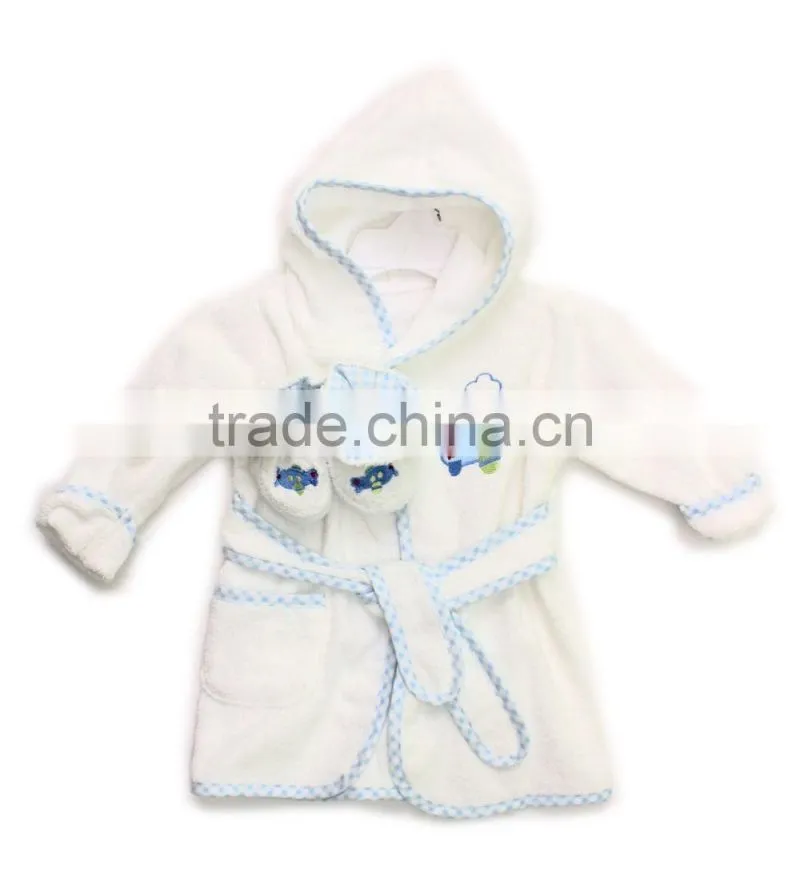 Hot selling wholesale welsoft 100% cotton baby bathrobe sleeveless bathrobe