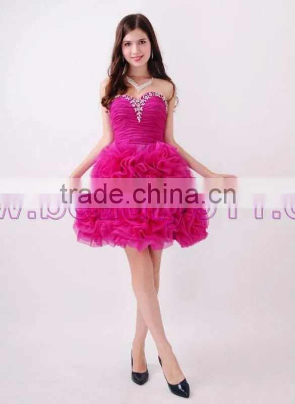 Astergarden real photo Sweetheart Beading Rose Prom Organza Cocktail dress AS145