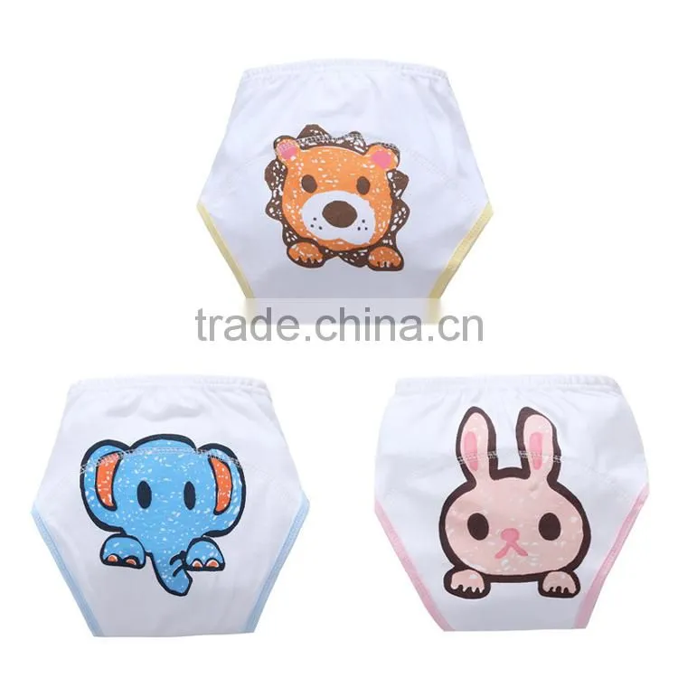 lovely cartoon animal design 3 layers printed waterproof pure cotton baby diaper
