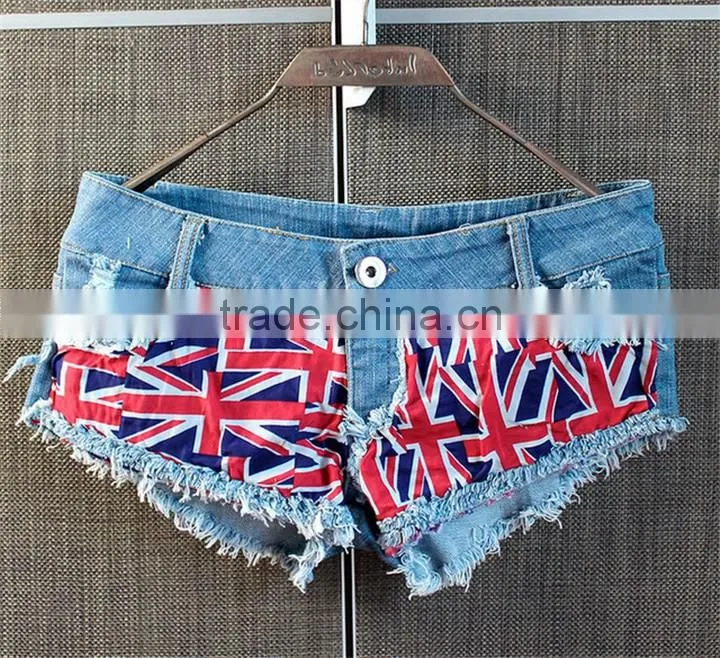 Fashion Flag Prints Women Jeans Summer Shorts