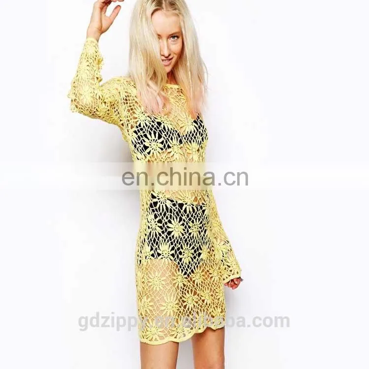 women clothing Crocheted long sleeve dress for women