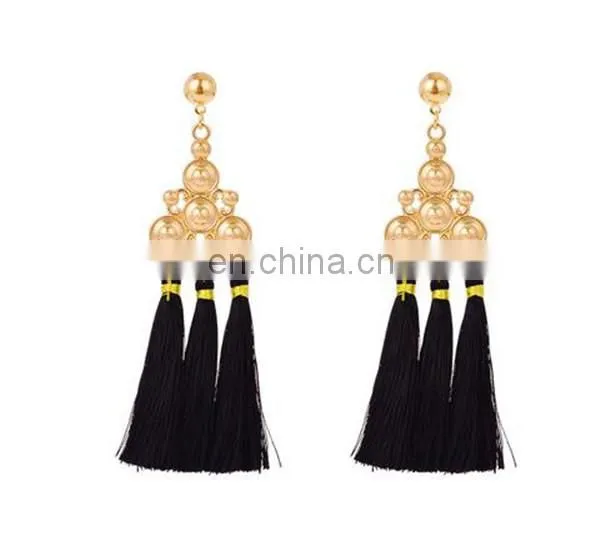 Fashion Jewelry Bohemian Earring Women Long Red Tassel Fringe Dangle Earring